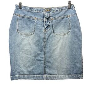Vintage Y2K RivetEd By‎ Lee Denim Skirt Pockets Stretch Casual Blue Jean Skirt 4
